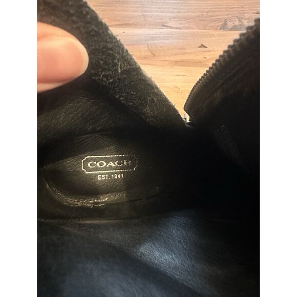 Coach Mackenna Size 8 High Heel Booties Boots Embossed Cuff Leather Black - Picture 10 of 12